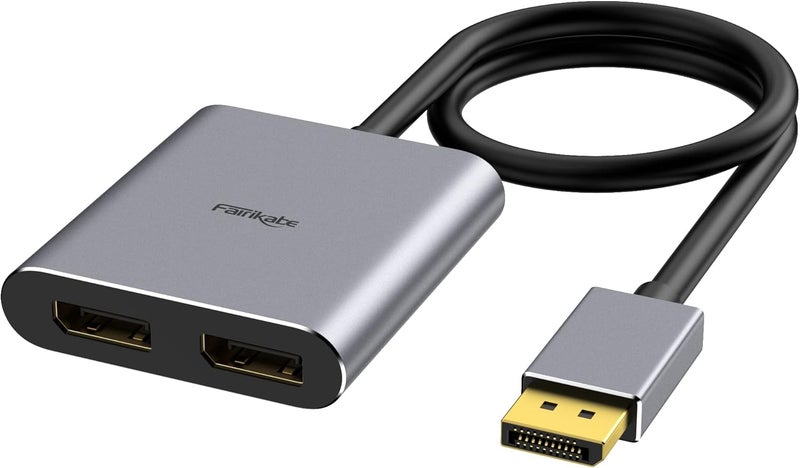 fairikabe Store محول موزع DisplayPort إلى Dual DisplayPort 4K60Hz لشاشة مزدوجة، محول DisplayPort MST لتوسيع العرض 1 في 2 خارج، مركز DisplayPort لجهاز الكمبيوتر المكتبي واللابتوب - Image 1